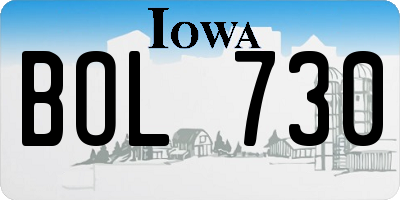 IA license plate BOL730