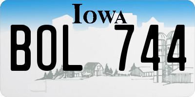 IA license plate BOL744