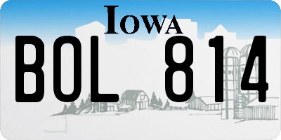 IA license plate BOL814
