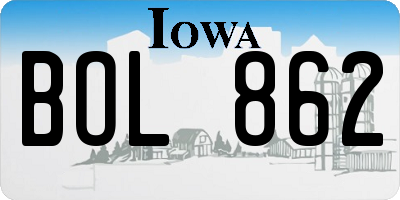 IA license plate BOL862