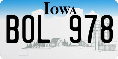 IA license plate BOL978