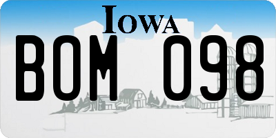 IA license plate BOM098