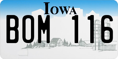 IA license plate BOM116