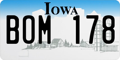 IA license plate BOM178