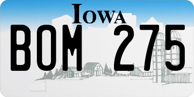IA license plate BOM275
