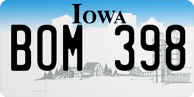 IA license plate BOM398