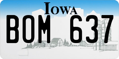 IA license plate BOM637