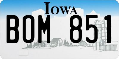 IA license plate BOM851