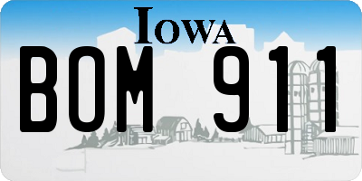 IA license plate BOM911
