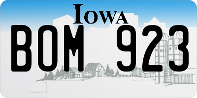 IA license plate BOM923