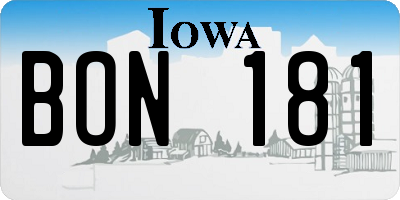 IA license plate BON181