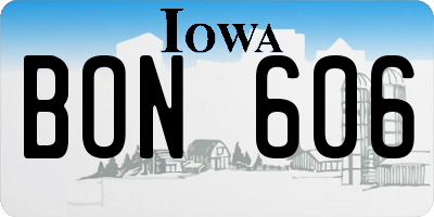 IA license plate BON606