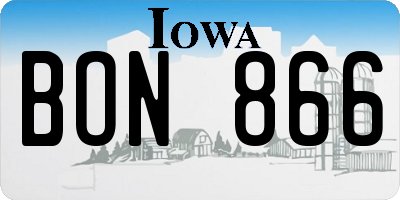 IA license plate BON866