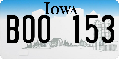 IA license plate BOO153