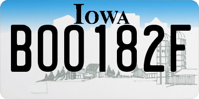 IA license plate BOO182F