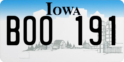 IA license plate BOO191