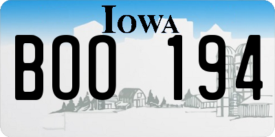 IA license plate BOO194