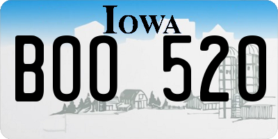 IA license plate BOO520
