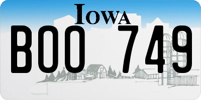 IA license plate BOO749