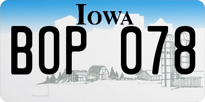 IA license plate BOP078