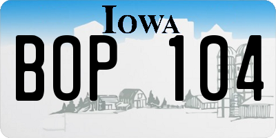 IA license plate BOP104