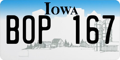 IA license plate BOP167