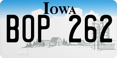 IA license plate BOP262