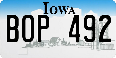 IA license plate BOP492