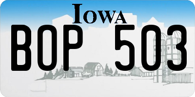 IA license plate BOP503