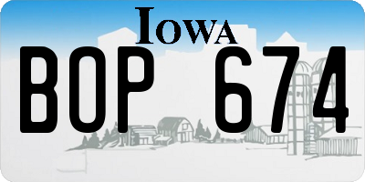 IA license plate BOP674