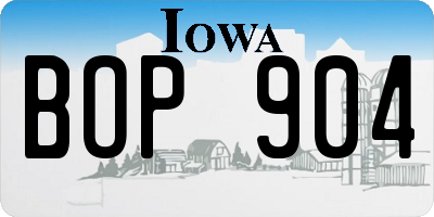 IA license plate BOP904