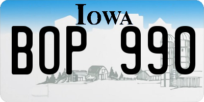 IA license plate BOP990