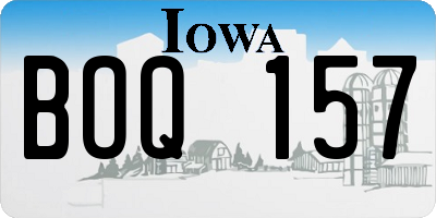 IA license plate BOQ157
