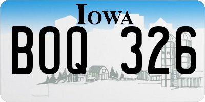 IA license plate BOQ326