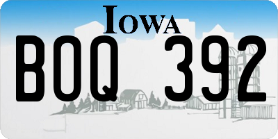IA license plate BOQ392