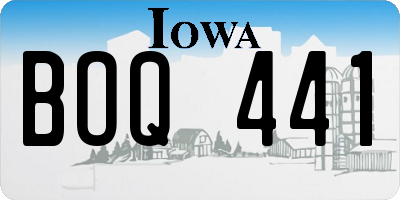IA license plate BOQ441