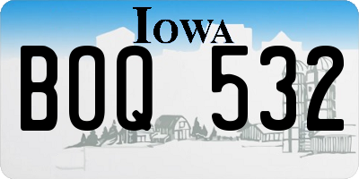 IA license plate BOQ532
