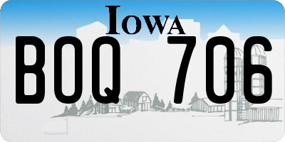 IA license plate BOQ706