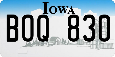 IA license plate BOQ830