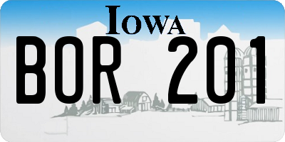 IA license plate BOR201