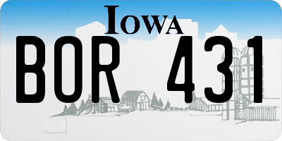 IA license plate BOR431