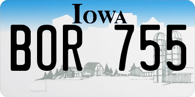 IA license plate BOR755