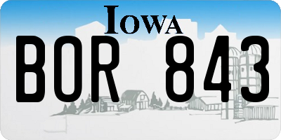 IA license plate BOR843
