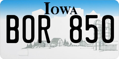 IA license plate BOR850