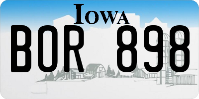 IA license plate BOR898