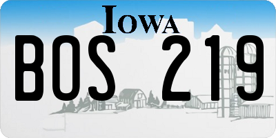 IA license plate BOS219