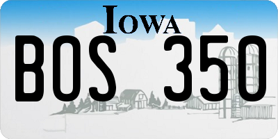 IA license plate BOS350