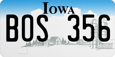 IA license plate BOS356