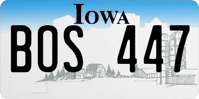 IA license plate BOS447