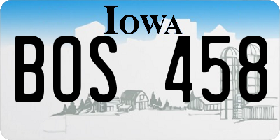 IA license plate BOS458